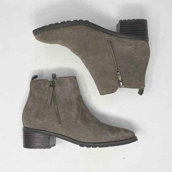 Blondo Dark Taupe Suede Leather Samara Side Zipper Ankle Boot - Picture 6 of 9